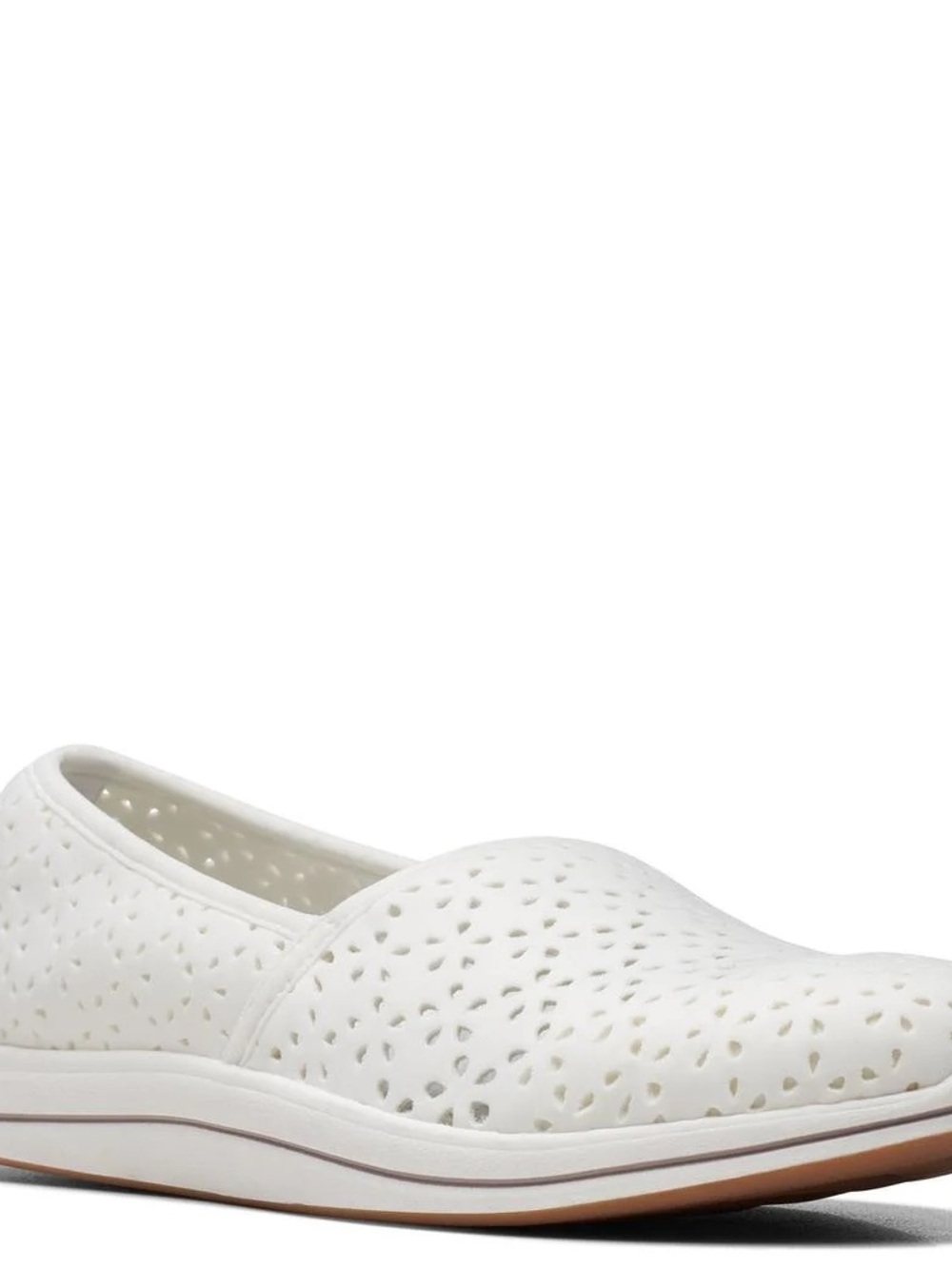 Clarks White Perforated Slip-On Loafer